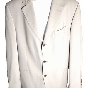 Vtg Hugo Boss Jacket Men SIze 46‎ Beige Virgin Wool Blazer USA Made